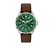 Fossil Garrett Montre Homme, Mouvement Multifonction Quartz avec Bracelet en Acier Inoxydable ou Cuir, Marron et Vert, 44 mm