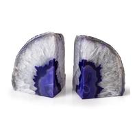 Fossil Gift Shop Serre-Livres en Agate Violette - Paire de géodes en Cristal Naturel - Fait à la Main - pour Bureau et Salon