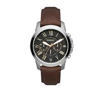 FOSSIL Grant FS4813 - Mouvement Quartz - Affichage Analogique - Bracelet Cuir marron et Cadran Noir - Homme