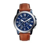 Fossil Montre FS5151 - 44 mm - Cuir noir - Boîtier acier inoxydable