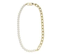 Fossil Heritage Pearl D-Link Collier chaîne en acier inoxydable doré pour femme, JF04727710