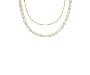 Fossil Heritage Pearl D-Link Collier double en fausses perles d'eau douce blanches pour femme, JF04728710