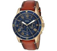 FOSSIL HOMME 44MM BRACELET CUIR BOITIER ACIER INOXYDABLE QUARTZ MONTRE FS5268