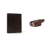FOSSIL Homme Derrick Portefeuille en Cuir Marron et Ceinture Joe, Coffret