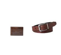 FOSSIL Homme Derrick Portefeuille en Cuir Marron et Ceinture Parker, Coffret