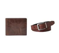 FOSSIL Homme Derrick Portefeuille en Cuir Marron et Ceinture Parker, Coffret