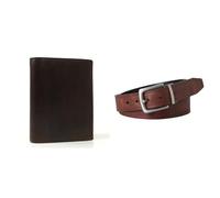 FOSSIL Homme Derrick Portefeuille en Cuir Marron et Ceinture Parker, Coffret
