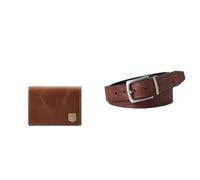 FOSSIL Homme Hayes Portefeuille en Cuir Marron et Ceinture Parker, Coffret