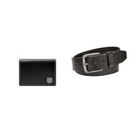 FOSSIL Homme Hayes Portefeuille en Cuir Noir et Ceinture Brody, Coffret