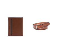 FOSSIL Homme Huntington Portefeuille en Cuir Marron et Ceinture Griffin, Coffret