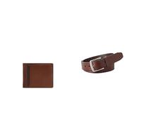 FOSSIL Homme Huntington Portefeuille en Cuir Marron et Ceinture Joe, Coffret