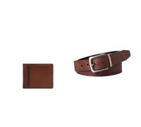 FOSSIL Homme Huntington Portefeuille en Cuir Marron et Ceinture Parker, Coffret