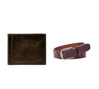 FOSSIL Homme Ingram Portefeuille en Cuir Marron et Ceinture Samson, Coffret