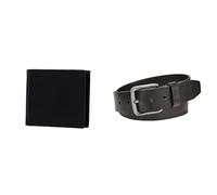 FOSSIL Homme Ingram Portefeuille en Cuir Noir et Ceinture Brody, Coffret