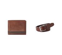FOSSIL Homme Quinn Portefeuille en Cuir Marron et Ceinture Joe, Coffret