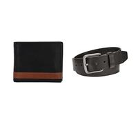 FOSSIL Homme Quinn Portefeuille en Cuir Noir et Ceinture Brody, Coffret