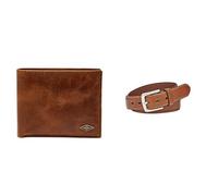 FOSSIL Homme Ryan Portefeuille en Cuir Marron et Ceinture Aiden, Coffret