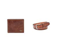 FOSSIL Homme Ryan Portefeuille en Cuir Marron et Ceinture Griffin, Coffret