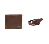 FOSSIL Homme Ryan Portefeuille en Cuir Marron et Ceinture Joe, Coffret