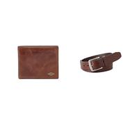 FOSSIL Homme Ryan Portefeuille en Cuir Marron et Ceinture Joe, Coffret