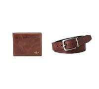 FOSSIL Homme Ryan Portefeuille en Cuir Marron et Ceinture Parker, Coffret
