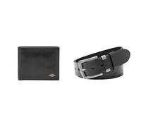 FOSSIL Homme Ryan Portefeuille en Cuir Noir et Ceinture Jay, Coffret
