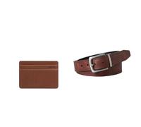 Fossil Homme Sport Tourer Portefeuille en Cuir Marron et Ceinture Parker, Coffret