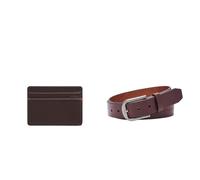 Fossil Homme Sport Tourer Portefeuille en Cuir Marron et Ceinture Samson, Coffret