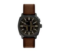 Fossil Hommes Machine Big Tic Montre en Acier Inoxydable, Big Tic Cuir Brun/Noir