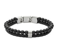 Fossil JF02763040 Bracelet Vintage Casual Multi-Strand Bead cuir noir