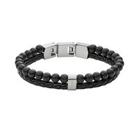 Fossil Bracelet Pour Hommes , Longueur Intérieure : 180mm + 15mm Bracelet En Acier Inoxydable Noir Et Argent, JF02763040