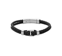 Fossil JF04202040 Bracelet Hommes Heritage D-Link Cuir Noir Acier inoxydable