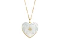 Fossil JF04430710 Collier femme médaillon en acier inoxydable or blanc 52 cm