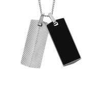 Fossil JF04565040 Collier homme en acier inoxydable argent noir 60 cm