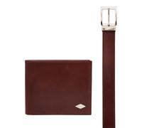 FOSSIL Large Coin Pocket & Belt Gift Set Cognac