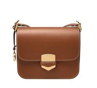 Fossil Lennox Sac à main en cuir pour femme Grand ou petit rabat, Marron Taille L, Large