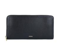 Fossil Portefeuille pour femme Logan, Cuir et polyuretane Trim Zip Clutch noir 19.7 cm L x 1.9 cm W x 10.2 cm H SL7831001