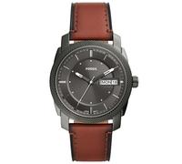 Fossil Montre pour homme Machine, mouvement à quartz, boîtier en acier inoxydable fumé de 42 mm avec bracelet en cuir ProPlanet, FS5900