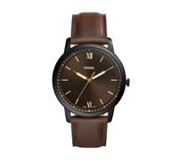 Fossil Minimalist Watch for Men, Quartz Movement with Stainless steel or Leather strap, Marron foncé