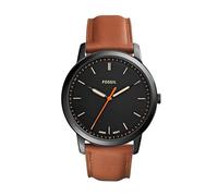 Fossil Minimalist Watch for Men, Quartz Movement with Stainless Steel Or Leather Strap, Noir et Marron