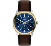 FOSSIL Montre à affichage analogique bleu / marron / or, Taille One Size
