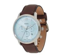 FOSSIL Montre Neutra pour Homme, Mouvement chronographe à Quartz avec Bracelet en Cuir, Marron et Bleu Clair, 44 mm