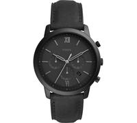 Fossil Montre Neutra pour homme, mouvement chronographe à quartz avec bracelet en cuir, Gris foncé, 44 mm