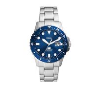 FOSSIL Montre à Quartz pour Homme en Acier Inoxydable à Trois Aiguilles - Couleur : argenté/Bleu (modèle : FS6029), Argent, One Size, Bleu