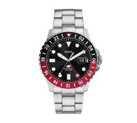 Fossil Montre bleue GMT en acier inoxydable pour homme