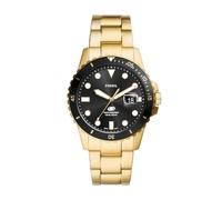 Fossil - Montre Blue Dive pour homme en acier inoxydable doré à trois aiguilles avec date, FS6035