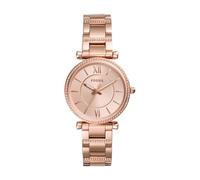 Fossil Montre Carlie pour femme, mouvement à quartz trois aiguilles, ton or rose, bracelet en acier inoxydable