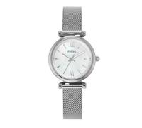 Fossil Montre Carlie pour femmes, mouvement à quartz trois aiguilles de couleur argentée avec bracelet en acier inoxydable