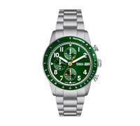 Fossil Montre chronographe Sport Tourer quartz en acier inoxydable pour homme Couleur : argent/vert (modle : FS6048)