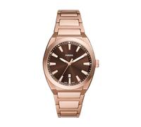Fossil Montre Everett pour Homme avec Bracelet en Acier Inoxydable ou en Cuir, Or Rose/Chocolat, Taille Unique, Everett